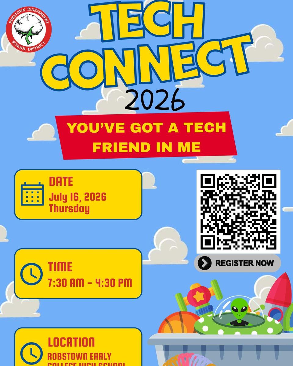 Event flyer for Tech Connect 2026 with alien illustrations and registration QR code.