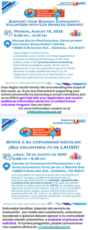 Volunteer with LAUSD (English and Spanish)