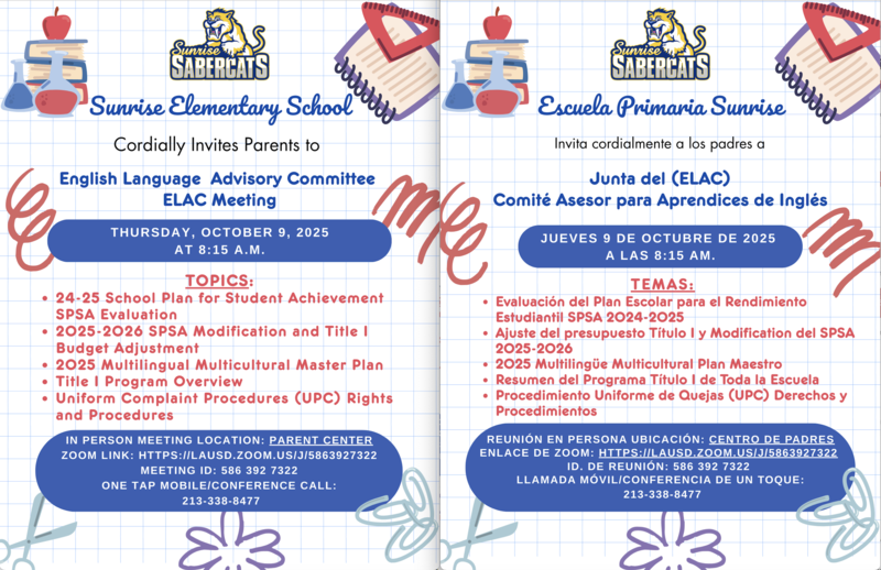 ELAC Meeting 10-9-25