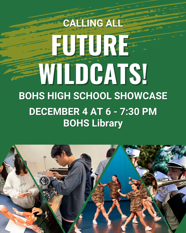 graphic image with photos of BOHS students in different classes