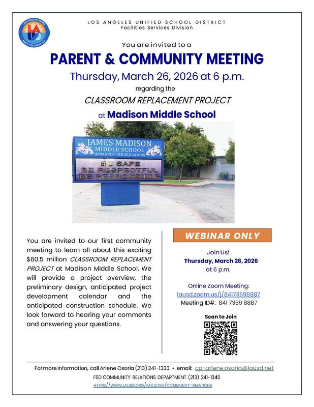 Please join us to learn about the Classroom Replacement Project March 26,2026 @ 6:00 p.m.