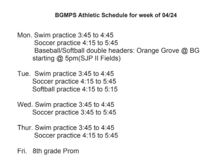 Athletic Schedule Featured Photo
