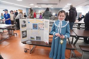 A student portrays Florence Nightengale at the wax museum.