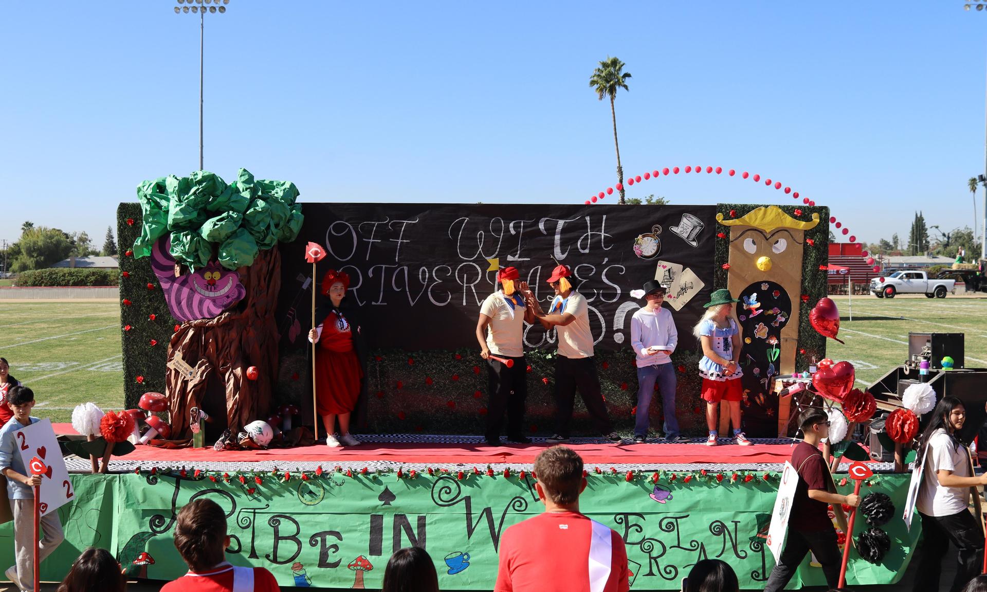 students and staff at the homecoming rally