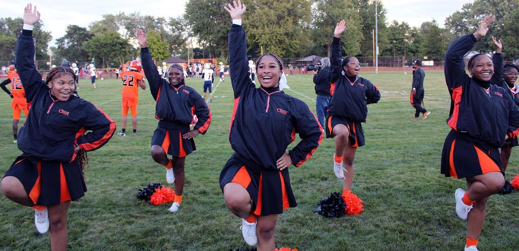 Sideline cheer at a football game