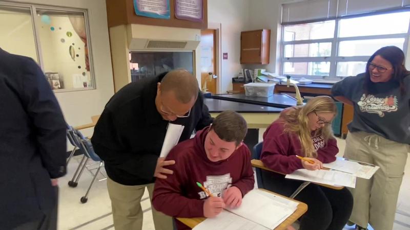 Clarkdale High School Student and School Board President Class Interaction