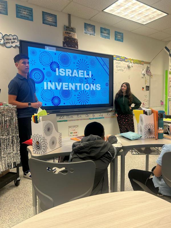 Inbar and Andy present a power-point presentation about Israeli Innovations.