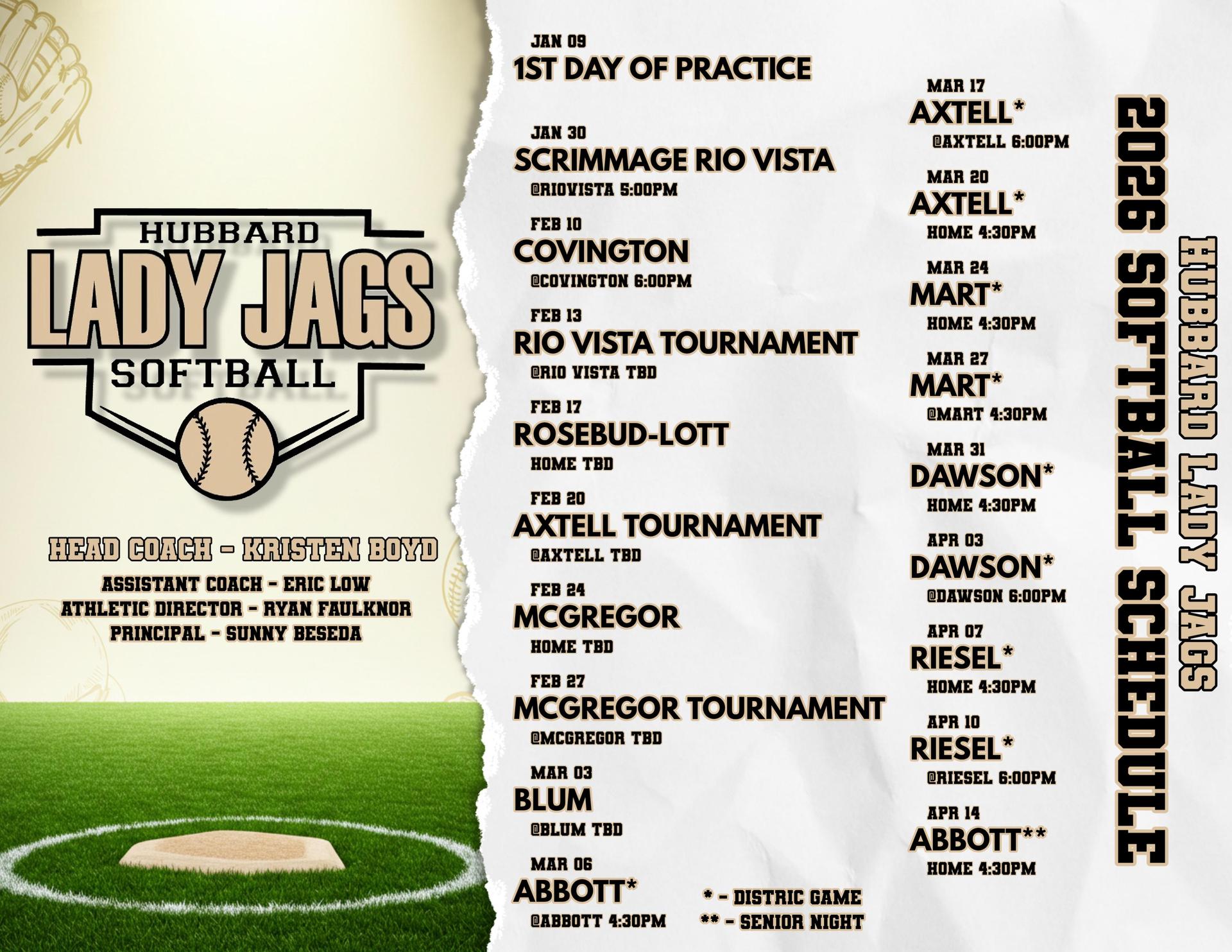 2026 Softball Schedule