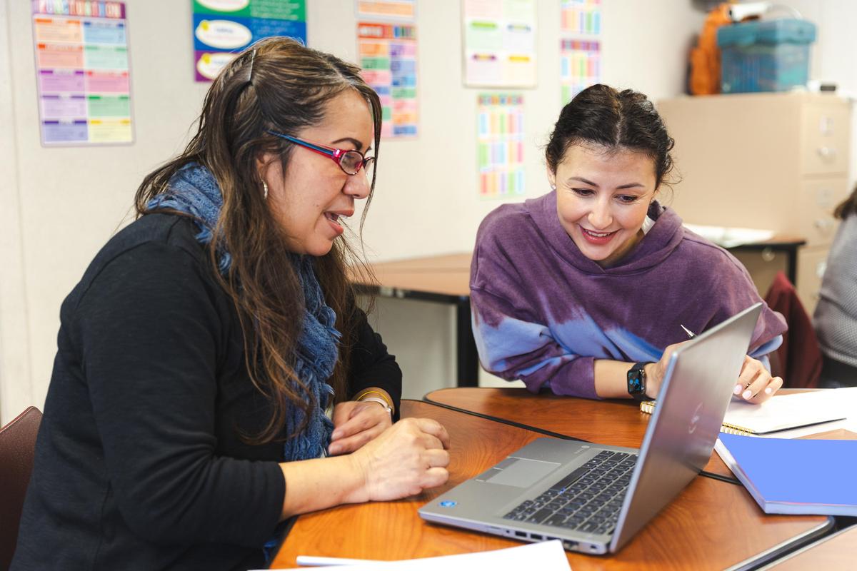 Two Female Students Studying