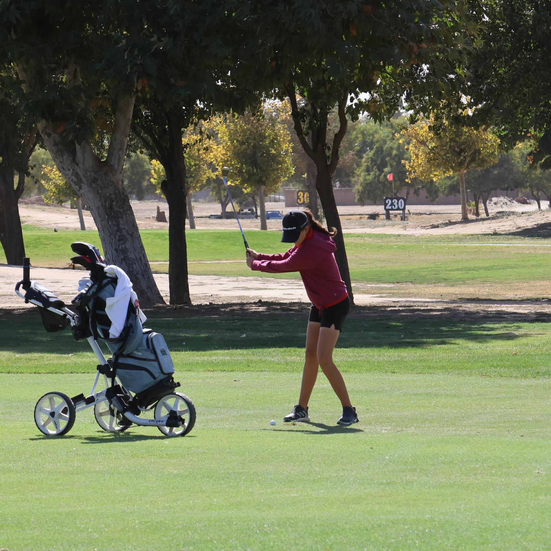 Girls golfers in action at the championships