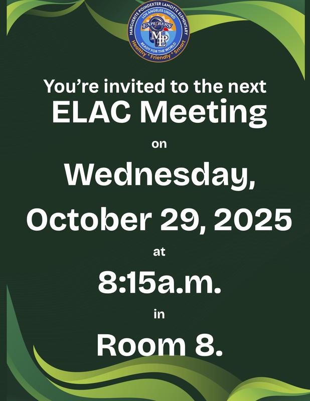 ELAC Meeting 10/29  8:15 AM