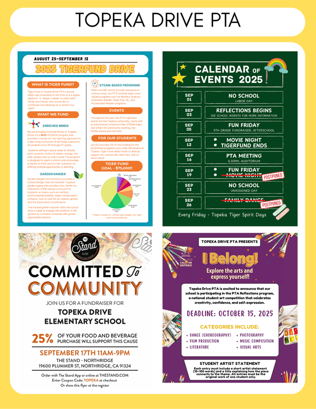 Topeka Drive PTA September 2025 flyer