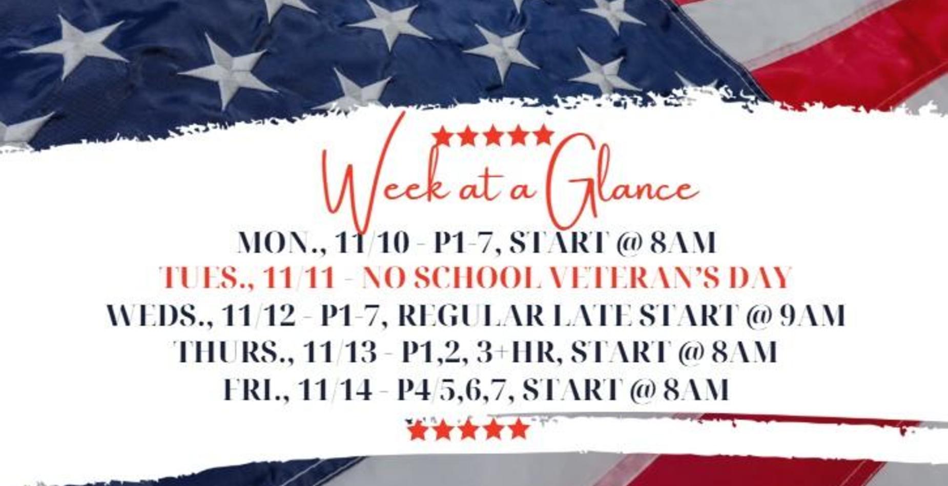 Week at a Glance, November 10th-14th