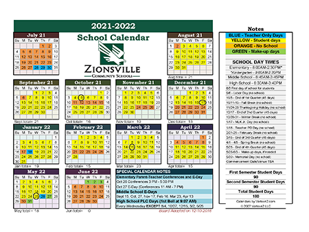2022 Zionsville Christmas Break Zionsville Community Schools