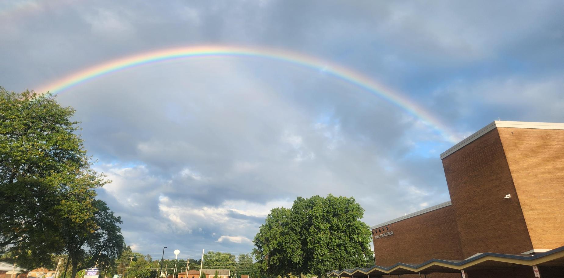 pic of rainbow over the high school