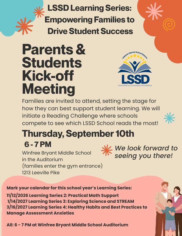 Parents and Students Kick Off Meeting 9/10 at Winfree Bryant