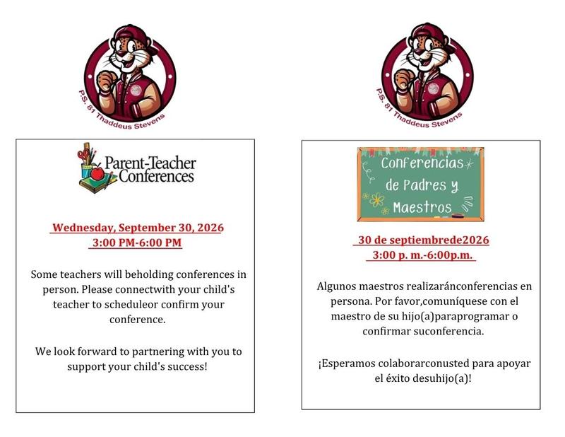P.S. 81 Parent Teacher Conference flyer