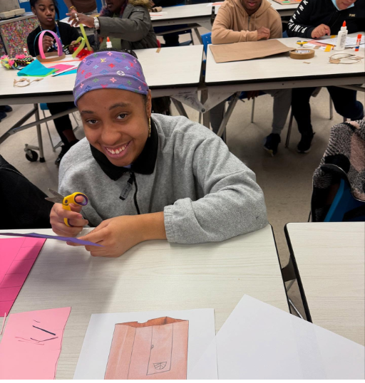 student with art