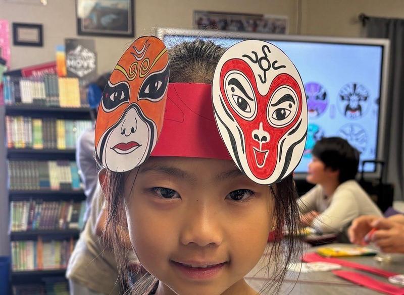 student displays art