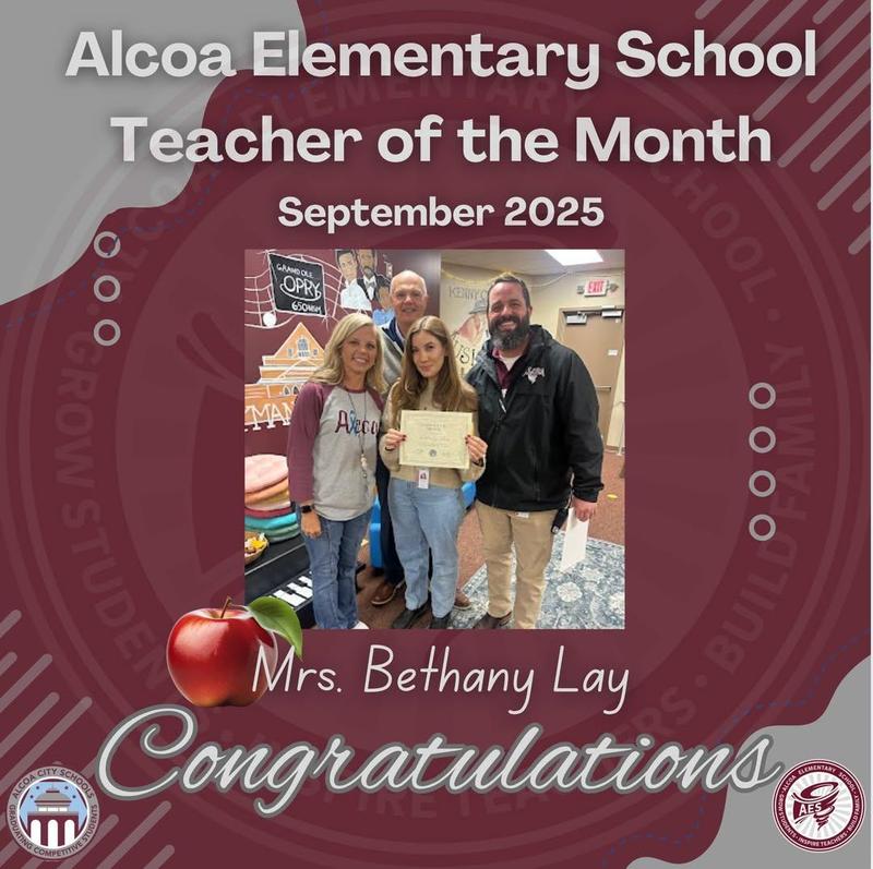 Sept Teacher of the Month Mrs. Bethany Lay