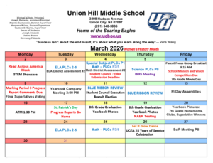 March 2026 Calendar-Union Hill Middle School