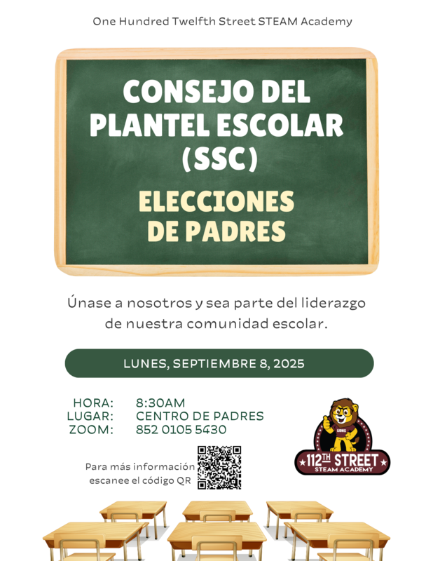 Spanish Version Classroom Green Board SSC Parent Election Flyer