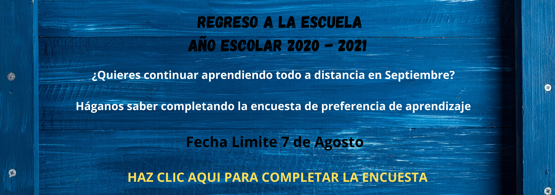 Return to School Survey Message and Link Spanish