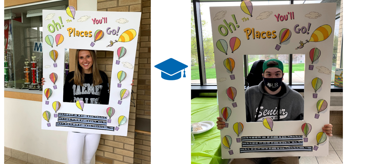 students holding a sign that says Oh The Places You'll Go