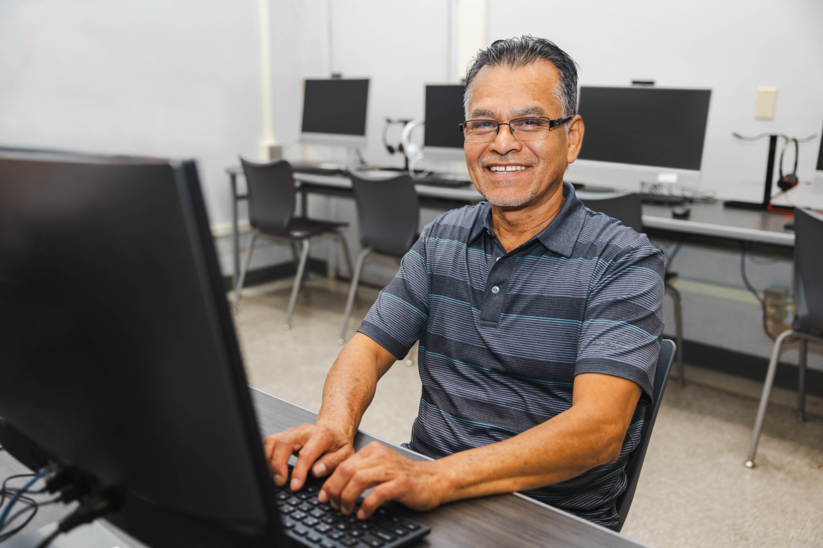 ESL student working on an assignment.