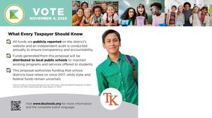 Information about the upcoming Nov. 4 vote on the KISD millage renewal impacting TK Schools.