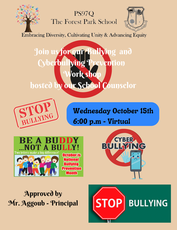 Bullying & Cyber Bullying Workshop with date and time