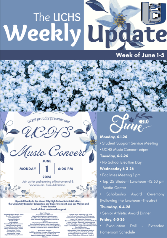 Union City High School Weekly: June 1-5, 2026