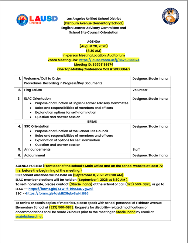 agenda english