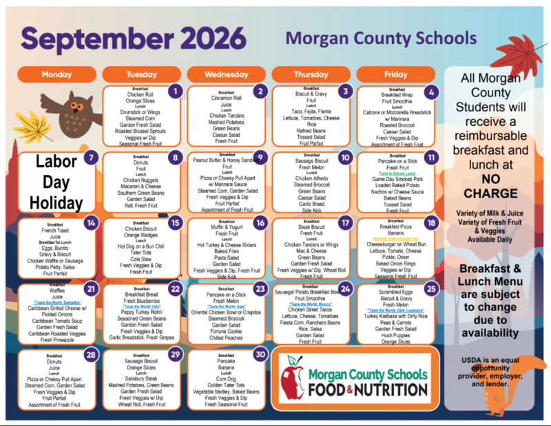September 2026 Menu