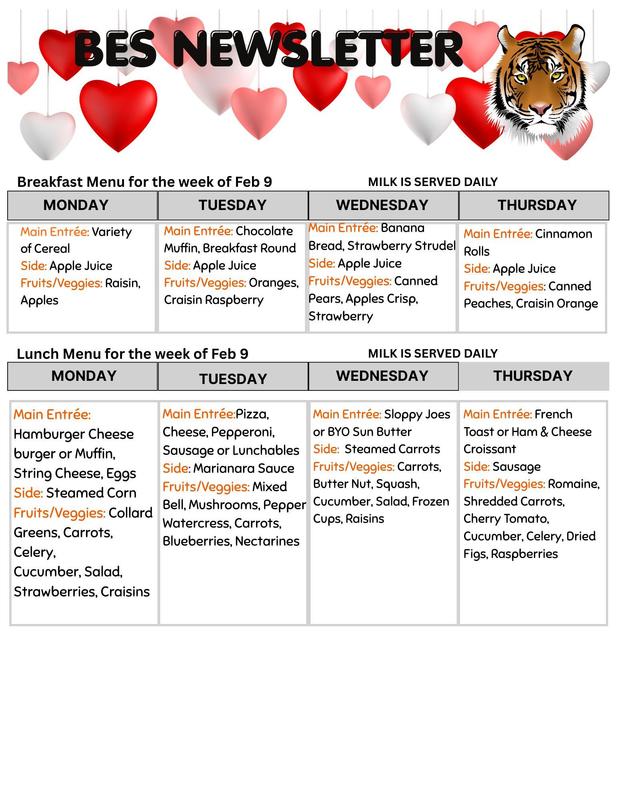 BES Lunch Menu