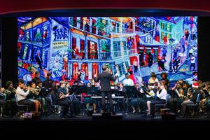 The concert band on stage