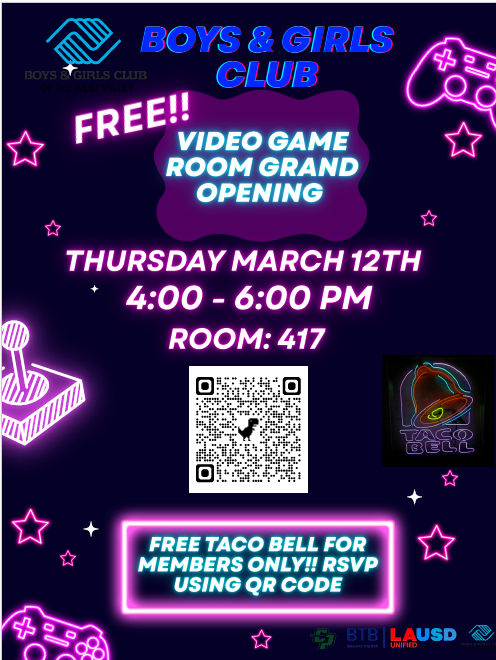 Grand Opening Boys and Girls Club Game Room Thursday March 12th