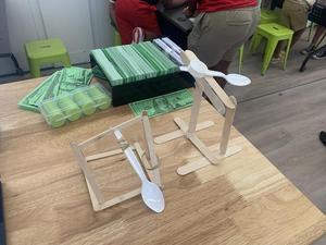 Completed catapults on display
