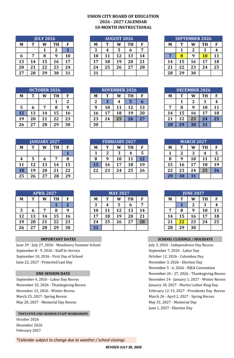 2026-2027 Calendar