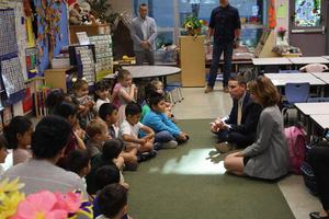 Senator McGuire visits with kindergartners
