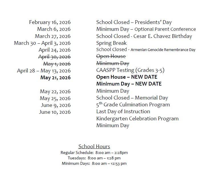 Revised Calendar