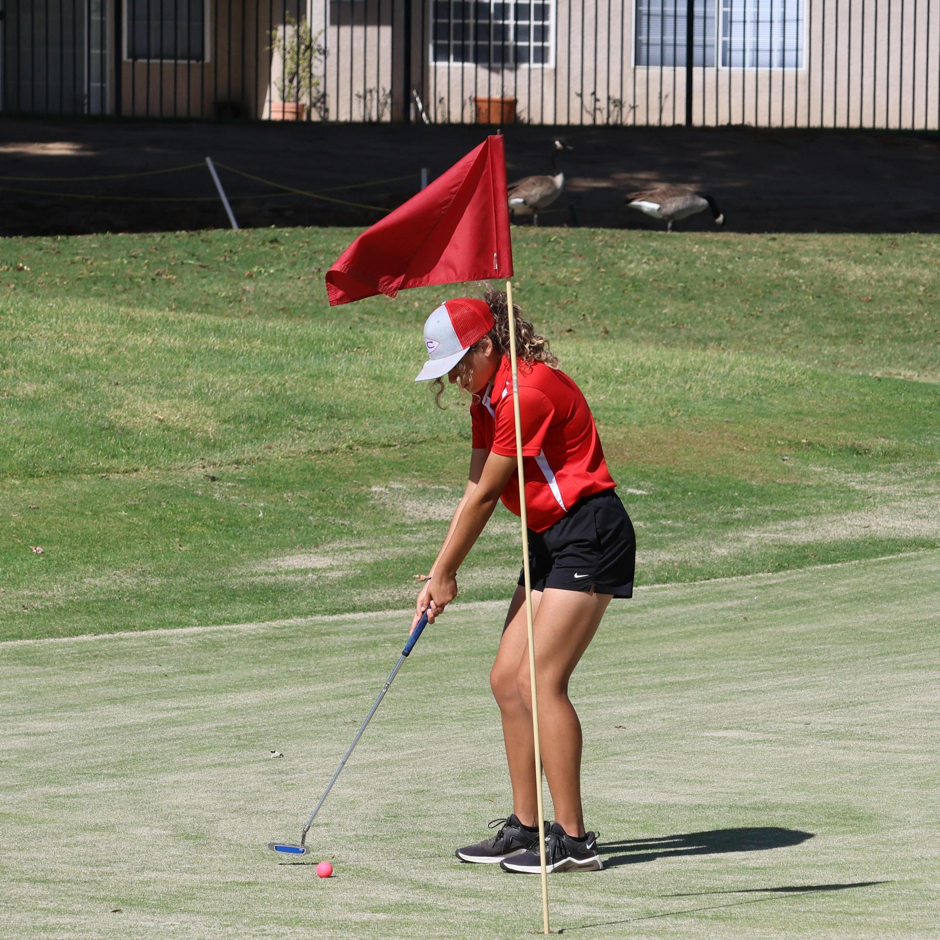 Girls golfers in action at the championships