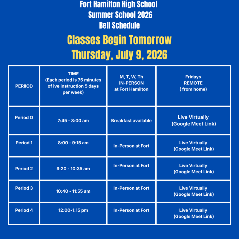 Summer School Begins Thursday, July 9, 2026 Featured Photo