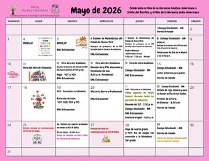 May calendar for parents to attend in Spanish