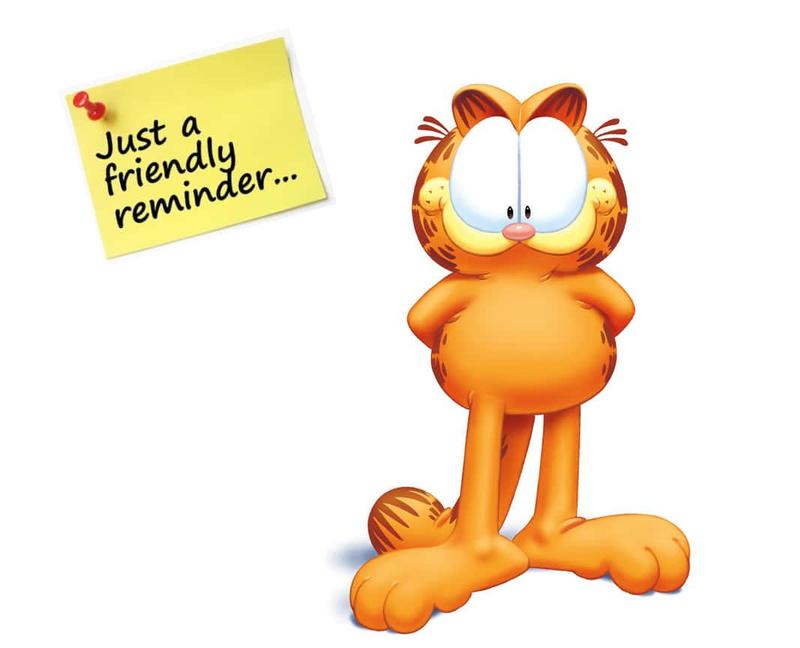 Garfield's reminder that there is school Jan. 19
