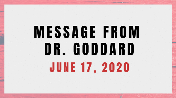 Message from Dr. Goddard: Thank you for Feedback on 2020-2021 Survey and Quick Update