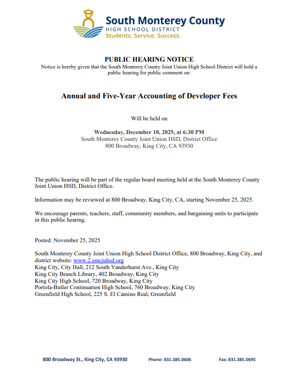 Public Hearning Notice - Annual and Five Year Report