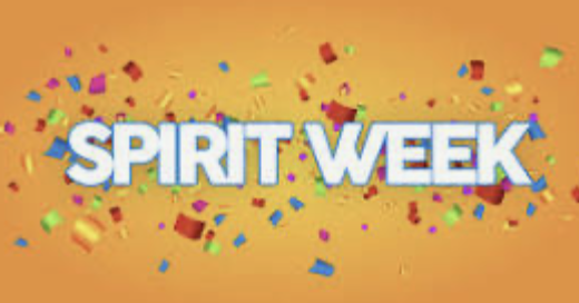 spirit week text with confetti