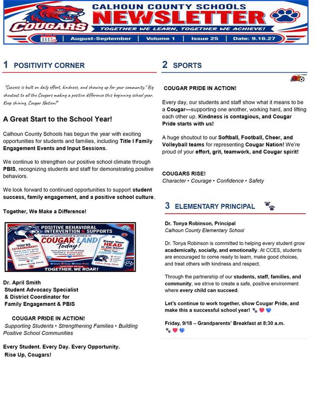 CCSS Newsletter August - September