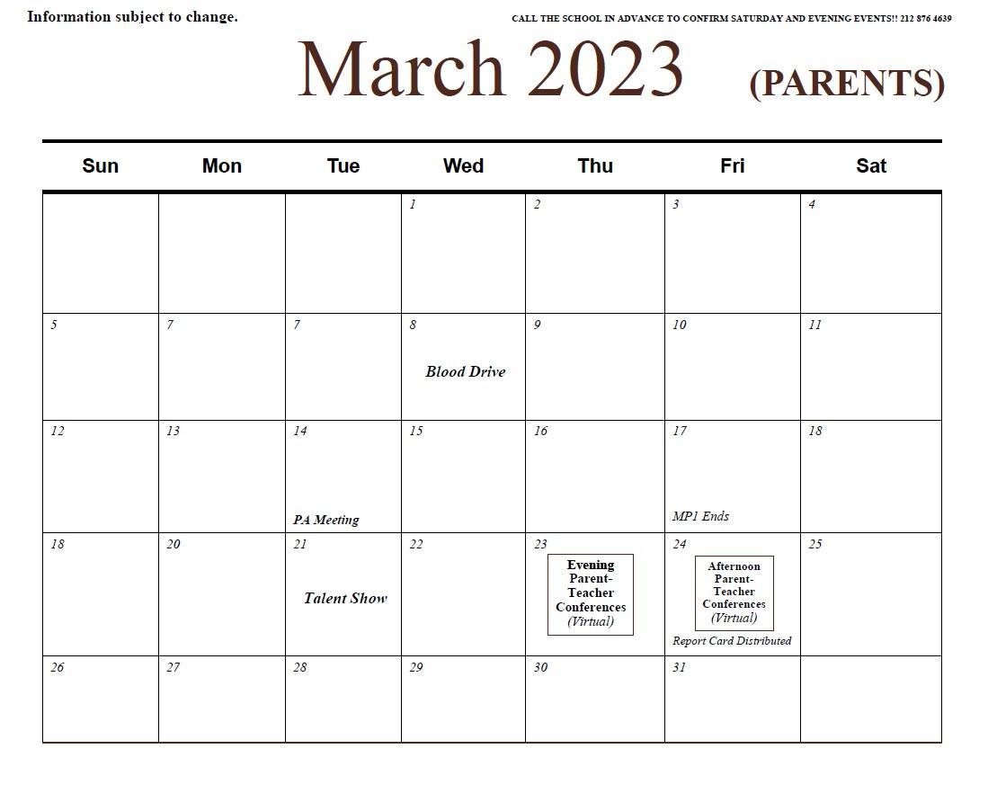 Spring 2023 Calendar Information Manhattan Center For Science And 